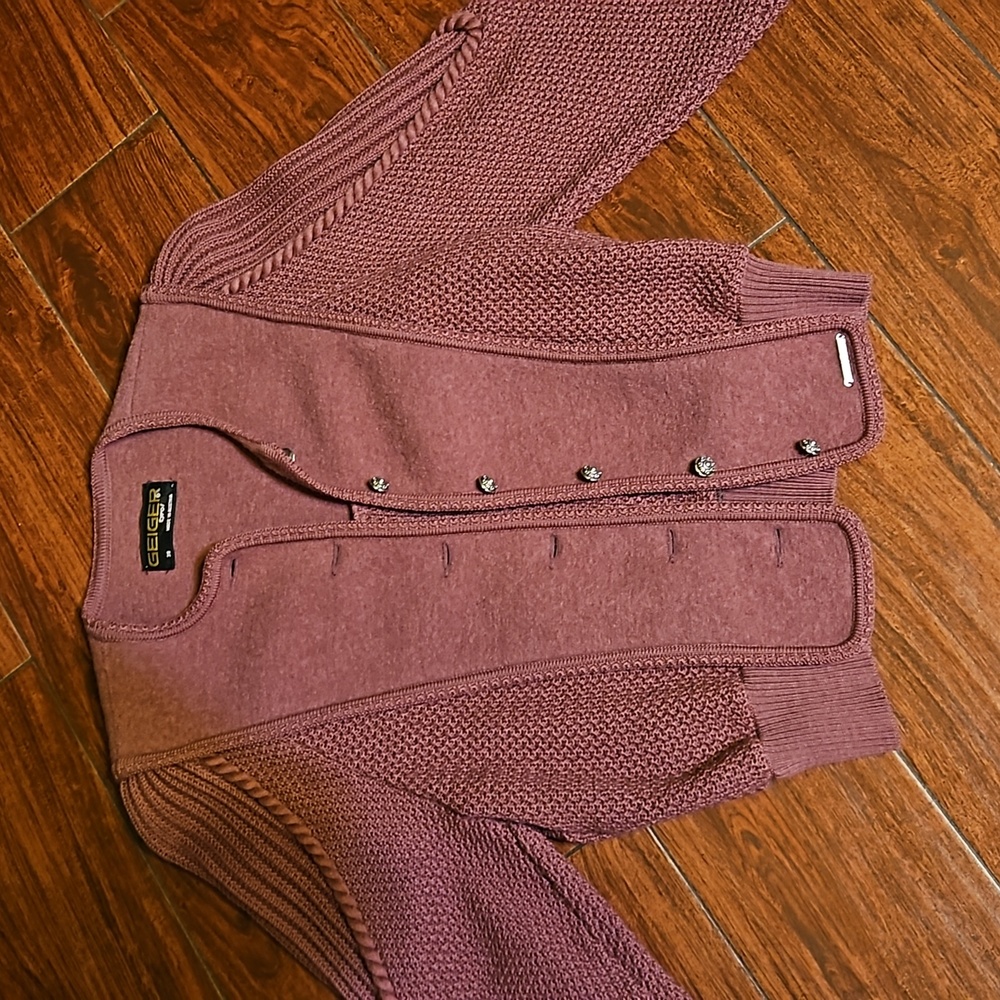 Geiger Women's Mauve Knit Cardigan Sweater